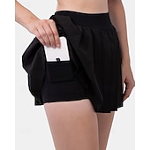 cheap Women's Skirts &amp; Skorts-Women's Solid Colored Casual Skirt Tennis Skirts with Shorts Sport Skirt Sleeveless Pleated Pocket High Waist Elastic Sweat-Wicking Breathable Tennis Golf Pickleball Skirt Black White Wine Tennis