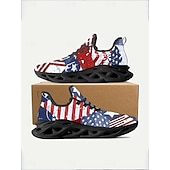  Dames hardloopschoenen met USA 250 vlag – lichtgewicht, ademende veterschoenen met patriottische sterren &Gestreept patroon voor Onafhankelijkheidsdag, parades, straatfestivals en wandelingen in de