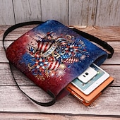 cheap Accessories-Women's Polyester Flocked Crossbody Bag with Adjustable Strap, Patriotic 250th Anniversary &amp; Independence Day Design, Perfect for Daily Casual Use and American Celebration Events