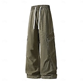 abordables Pantalons Cargo-Pantalon cargo en denim 100 % coton softfade™ pour homme, coupe décontractée, taille élastiquée avec cordon de serrage, jambes larges, coupe unie, confortable et respirant, longueur standard, style décontracté au quotidien, idéal pour les activités de ple