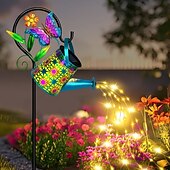 voordelige Pathway Lights &amp; Lanterns-buitenzonne-metalen vlinder &amp;Bloemgieter met prikverlichting, IP65 waterdicht, decoratieve ledlamp voor tuin, terras, erf, pad, gazon, villa, feest, verjaardag &amp; vakantie