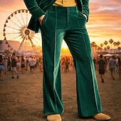  Retro Vintage 1970s Trousers Bell Bottom Pants Flared Trousers Hippie Disco Solid Color Fancy Dress Men's Masquerade Party Dailywear Pride Parade Adults' Pants