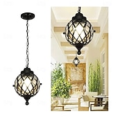 Недорогие Дизайн глобуса-Уличные подвесные светильники, водонепроницаемые, IP23, для крыльца, черная металлическая люстра с прозрачным стеклянным плафоном в железном каркасе, наружный фонарь для входа, патио, интересные идеи для жизни.