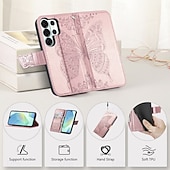 cheap 2026 Samsung Galaxy S26 Series-Phone Case For Samsung Galaxy S26 S26 Plus S26 Ultra Wallet Case Flip Cover with Wrist Strap Kickstand Butterfly Retro TPU PU Leather