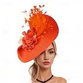 billige Fascinatorer-fascinators polyester Bryllup Bursdag Årgang søt stil Med Fjær Blomster Hodeplagg Hodeplagg