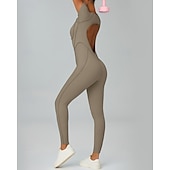 abordables Conjuntos y Monos-Women's Workout Jumpsuit Onesie Solid Color Bodysuit Summer Spring Fall rice white Pink Gym Workout Fitness Yoga Stretchy Breathable Short Sleeve Sport Activewear Stretchy
