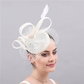 tanie fascynatory-Fascynatorzy Sinamay Ślub Urodziny Zabytkowe Śłodkie Retro Z Tiul Winieta Nakrycia Głowy