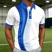  בגדי ריקוד גברים גאומטרי קו חולצות פולו שרוולים קצרים חולצות פולו חולצות עם צווארון יום יומי בגדי ספורט ומנוחה כפתורים קיץ אביב פול אודם סגול