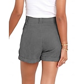 abordables Pantalones cortos bermudas-Women's Bermuda shorts Waffle Chinos Shorts Vacation Fashion Streetwear Short High Waist Plain Pocket Comfy Comfort Soft Micro-elastic Daily Outdoor Street Blue Navy White Gray Summer Spring Regular