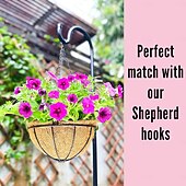 abordables Fleurs artificielles-Jardinières suspendues pour plantes d'extérieur (lot de 2, 30 cm), paniers suspendus avec doublure en fibre de coco, supports de plantes ronds en fil de fer, crochets et chaînes pour terrasse, porche,