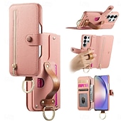 abordables 2026 Samsung Galaxy S26 Serie-teléfono Funda Para Samsung galaxia S26 S26 Plus S26 Ultra Tarjetas billetera Gire la tapa Cremallera con correa de muñeca Caballete Retro TPU Cuero de PU