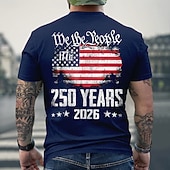 levne Patriotických 250 triček-4. července 2026 250. památný den Pánské 3D tisk tričko s americkou vlajkou kulatý výstřih krátký rukáv každodenní ulice
