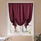 baratos Cortina de Blackout-Cortinas blackout de cor sólida para café, cortinas curtas com amarração para cozinha, painéis blackout para janelas pequenas, banheiro e cozinha.