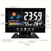 cheap Testers &amp; Detectors-Intelligent Multi-function Voice-controlled Digital Weather Clock With Backlight, Temperature And Humidity Measurement, Weather Forecast, Electronic Clock, And Alarm Clock