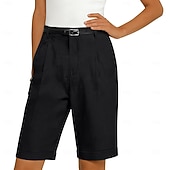 economico Pantaloni di Lusso-Per donna Shorts Shorts di Lino Shorts eleganti Pantaloncini Estivi Vacanza Moda Essenziale Lunghezza al ginocchio Vita media Semplice Tasca Elastico in vita Gamba Dritta Leggero Confortevole