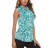 levne Dámská košile-Dámské Grafika Leopard Sportovní košile Turistická polokošile Tenisové tričko Bez rukávů Zip Vysoká pružnost Odvod vlhkosti Prodyšné Tenis Golf Pickleball Přehnutý Límec na zip Tričko Vrchní část