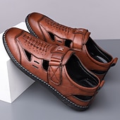 voordelige Casual sandalen-Casual loafers voor heren van imitatieleer – ademend ontwerp met uitsparingen, zachte, gedempte zool, gemakkelijk aan te trekken, elegante schoenen voor elke dag, werk, reizen en buitenactiviteiten.