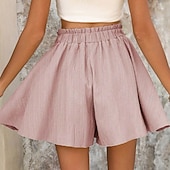 cheap Hot Shorts-Women's Shorts Summer Shorts Beach Shorts Casual Shorts Vacation Fashion Basic Short Mid Waist Drawstring Elastic Waist Wide Leg Comfort Quick Dry Soft Micro-elastic Streetwear Beach Holiday Pink