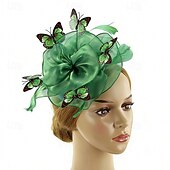 economico Fascinatori-Fascinator Organza Matrimonio Compleanno Vintage Carino Retrò Con Farfalla Tulle Copricapo Copricapo