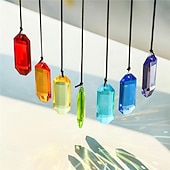 cheap Wall Sculptures-7pcs Crystal Sunlight Catchers Prism Indoor Window Hanging Decoration Rainbow Glass Prism Sunlight Catcher Decor for Home Garden