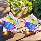 cheap Wall Sculptures-1/6Pcs Rainbow Pentagram Star Crystal Suncatcher  Prism Pendant Crafts for Home Office Garden Decoration Rainbow Maker Window Pendant