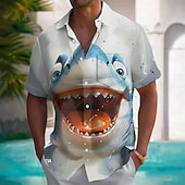  Per uomo Animale Squalo Divertente Camicia hawaiana estiva Camicia con Bottoni Camicia Aloha Manica Corta Hawaiano Vacanza Estate Primavera Collo ripiegato Stampa 3D camicie con colletto Una tasca