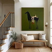 billige Cowboys-Hang malte oljemaleri Håndmalte Kvadrat Abstrakt Moderne Valset lerret (uten ramme)