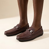 billiga Casual loafers-Herrbruna mockaloafers slip-on, vardagliga finskor, mjuka och bekväma mockasiner för vardagsbruk, bilkörning, resor, kontor, helgkläder och avslappnad smart casual-stil