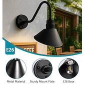 olcso kültéri fali lámpák-pajta lámpa hattyúnyak fali lámpa kültéri/beltéri IP65 vízálló farmház fali tartó vintage világítótest matt fekete kültéri verandára, házba, garázsba, teraszra, bérleményekbe, raktárba