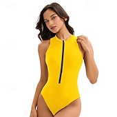  בגדי ריקוד נשים מגן מפריחה בגד ים אחיד רוכסן קדמי ספנדקס הגנה מפני השמש UV UPF50+ ייבוש מהיר ללא שרוולים חליפת גוף בגד ים גלישה חוף ספורט מים קיץ