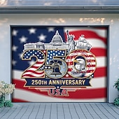 billige Garasje- og dørbanner-4. juli 2026 250-års minnedag Teppe Bannere Garasjeportdeksel Ørn Amerikansk flagg 3D trykk moderne patriotisk fest skytebakgrunn gave hjemmedekor