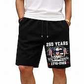  Miesten Yhdysvaltain lippu Me ihmiset Yhdysvaltojen 250-vuotisjuhla Vohveli shortsit Rennot shortsit Teksturoituja shortseja Keskivyötärö Patriotismi Pyhäpäivä Joustava kiristysnyöri vyötäröll