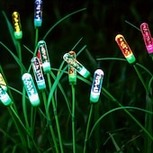 abordables Luces de camino y linternas-2 luces solares de exterior con forma de estaca de burbujas de 10 cabezas, impermeables, con LED oscilantes para jardín, patio, césped, camino, villa, fiesta, cumpleaños, vacaciones e iluminación de