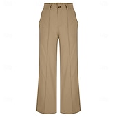 economico Pantaloni di Lusso-Per donna Pantaloni Pantaloni Estivi Pantaloncini casual Vacanza Moda Casual Quotidiano Lunghezza intera Vita Alta Tinta unica Semplice Cerniera Tasca Gamba Dritta Comodità Morbido Traspirante