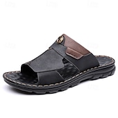 abordables Sandalias de Vacaciones-Sandalias planas de hombre en color beige y blanco con aberturas, puntera abierta, estilo casual, cómodas, ideales para el verano, vacaciones en la playa, resorts, viajes, uso doméstico, actividades al aire libre y un estilo relajado para climas cálidos.