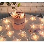 preiswerte Solar Lichterketten-LED-Lichterkette mit Schmetterlingsmotiven, batteriebetrieben, lila Schmetterlingslichter für Zuhause, Schlafzimmer, drinnen und draußen, Garten, Hochzeit, Party, Urlaub, Sommerdekoration