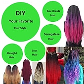 baratos Crochet Hair-Braiding Hair Ombre Black to Red Braid Hair Extensions Hot Water Setting High Temperature Synthetic Fiber 24 Inches(B1-3Pack) 24 Inch (Pack of 3)