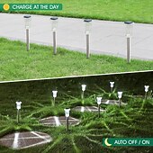 cheap Pathway Lights &amp; Lanterns-Solar Outdoor Lights, Solar Pathway Lights Outdoor Waterproof, Stainless Steel Stake Lighting for Garden Yard Path Walkway Driveway Patio Lawn Outside Decor,Color Changing