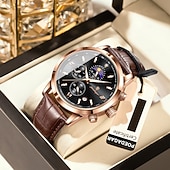 זול שעוני קוורץ-882 שעון גברים חדש, שעון כרונוגרף רב תכליתי קוורץ עם שלב ירח