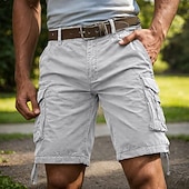 preiswerte Klassiker-Herren Cargohose Cargohosen Cargo-Shorts Shorts Freizeitshorts Tasche Einfach Einheitliche Farbe Knielang Lässig Outdoor Streetwear Mode Streetwear Blau Schwarz Unelastisch