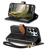 billige 2026 Samsung Galaxy S26-serien-telefon Etui Til Samsung Galaxy S26 S26 Pluss S26 Ultra Lommebok-kortveske Flip deksel Glidelås med håndleddsstropp Støtte Kontor / Bedrift TPU PU lær