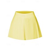 cheap Women's Skirts &amp; Skorts-Women's Solid Colored Casual Skirt Tennis Shirt Tennis Skirts with Shorts Sport Skirt Sleeveless Pleated Pocket Quick Dry Elastic Sweat-Wicking Breathable Tennis Golf Pickleball Skirt White Yellow