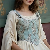 ieftine Topuri-Medieval Renascentist Cottagecore Corset Corsaj Viching Țăran Cu Șiret Costume de fancy Pentru femei Celtic Fantezie Halloween Carnaval Performanță LARP Ren Faire Adulți Corset Corsaj