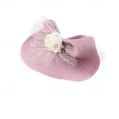 economico Fascinatori-Fascinator Carta pura Matrimonio Compleanno Vintage Carino Retrò Con Fiore Tulle Copricapo Copricapo