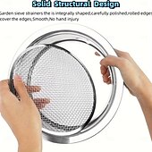 billiga trädgårdshandverktyg-Rostfritt stålsiktset för trädgårdsskötsel med 5 storlekar 1/3/6/9/12 mm utbytbara maskor inklusive spade, perfekt för trädgårdsskötsel &amp;, jordsiktverktyg, avtagbar kompostskärm för jord, sand, stenar