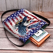 abordables Accessoires-Sac bandoulière femme en polyester, bandoulière ajustable, imprimé audacieux d'aigle et de drapeau américain, parfait pour le 250e anniversaire des États-Unis, la fête de l'indépendance et au quotidien.