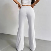 abordables Pantalones de pierna recta-Mujer Pantalones de Deporte Pantalones Pantalones de verano Pantalones casuales Vacaciones Moda Casual / Diario Longitud total Alta cintura Plano Correa Cintura elástica Pierna recta Comodidad Suave