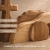 Недорогие Пасха-Деревянный крест воскресения и пустая гробница, деревянная сцена воскресения Иисуса, подходит для украшения дома и офиса, а также в качестве христианского подарка.