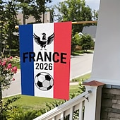 baratos Bandeiras de Jardim, Banner-Bandeira de jardim da seleção francesa de futebol para 2026, com design tricolor, emblema de galo e bola de futebol, decoração perfeita para áreas externas para fãs do futebol francês.