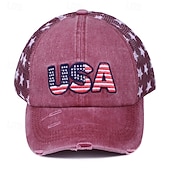 economico 250° Anniversario degli Stati Uniti-Cappellino da baseball patriottico in cotone lavato con stella della bandiera americana ricamata, cappellino da camionista vintage effetto invecchiato con rete per uomo e donna, 4 luglio, giorno
